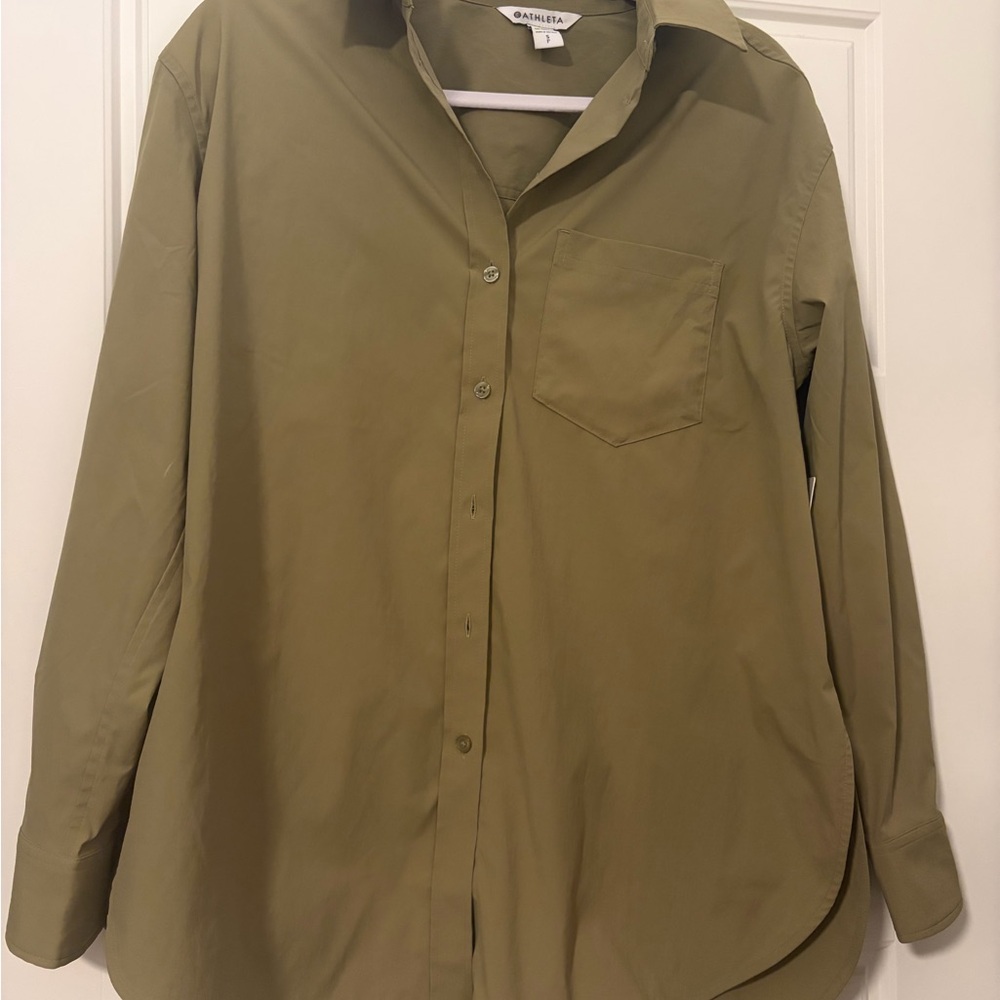 Athleta Olive Green Button-Down Shirt - Picture 8 of 8